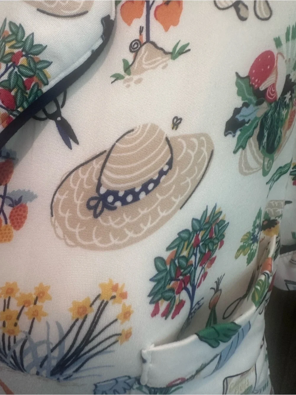 Kate Spade In the Garden Pajama Top Sz M Garden Print Button Front Short Sleeve